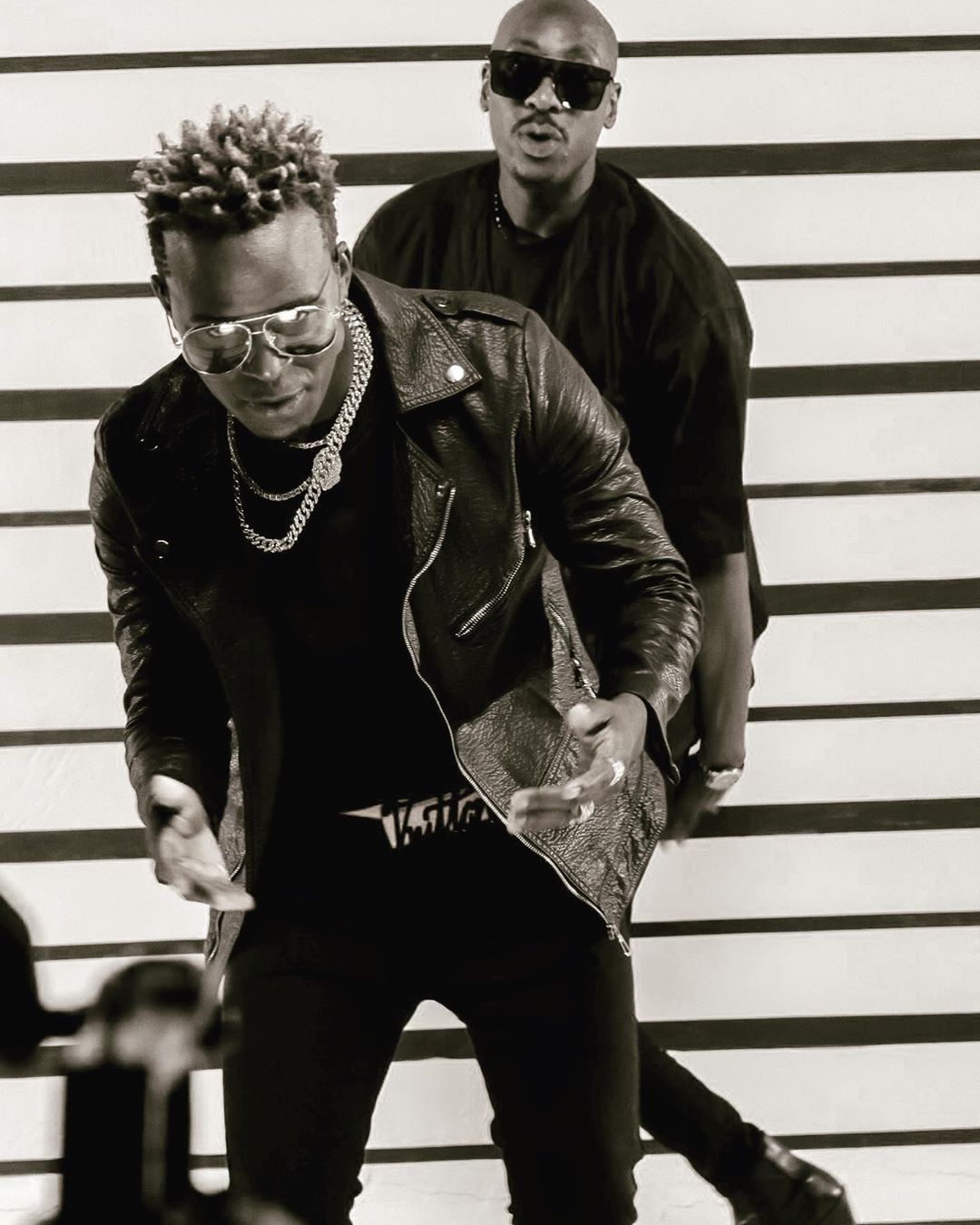 Willy Paul and Bien-Aimé Baraza Alusa on set of their unreleased-yet-ready music video. Photo credit: Instagram/willy.paul.msafi
