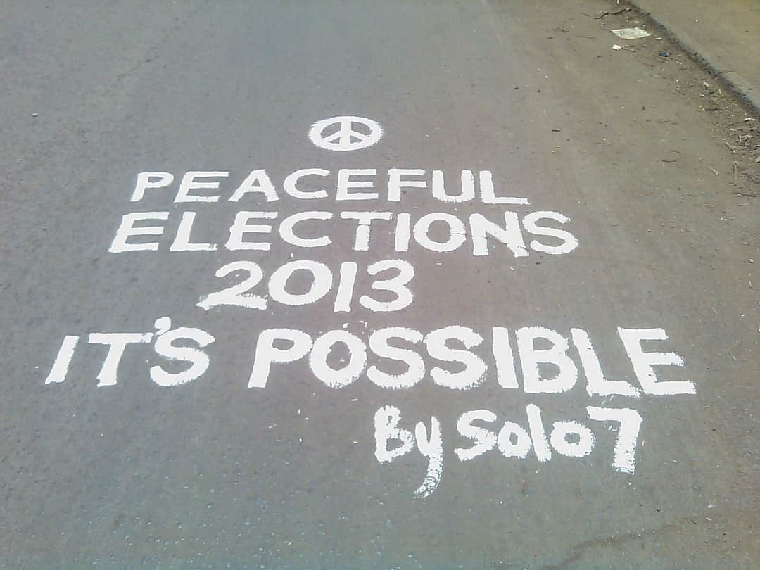 One of the many peace messages Solo 7 was a part of in Kibera.