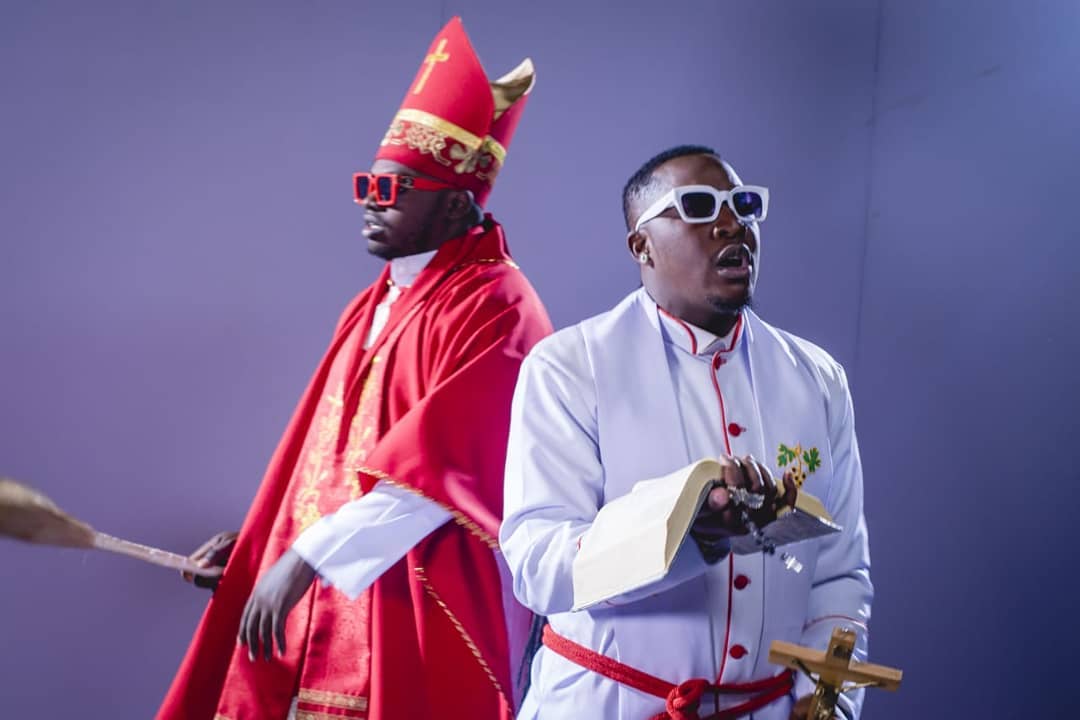 Khaligraph Jones raps in Dholuo on the 'Nyakalanga' record by Japesa. Photo credit: Instagram/japesakenya