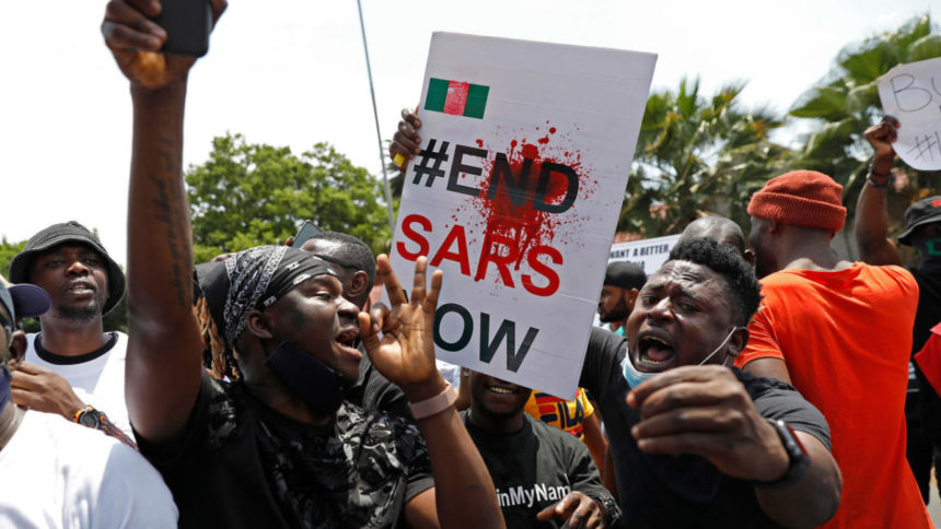 Demonstrators in Nigeria take to the streets to protest against police brutality