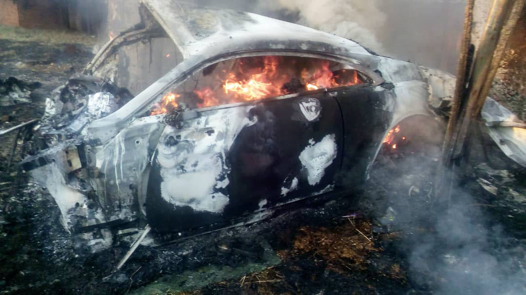 This is allegedly what was left from Genius Kadungure's expensive Rolls Royce. Photo credit: courtesy