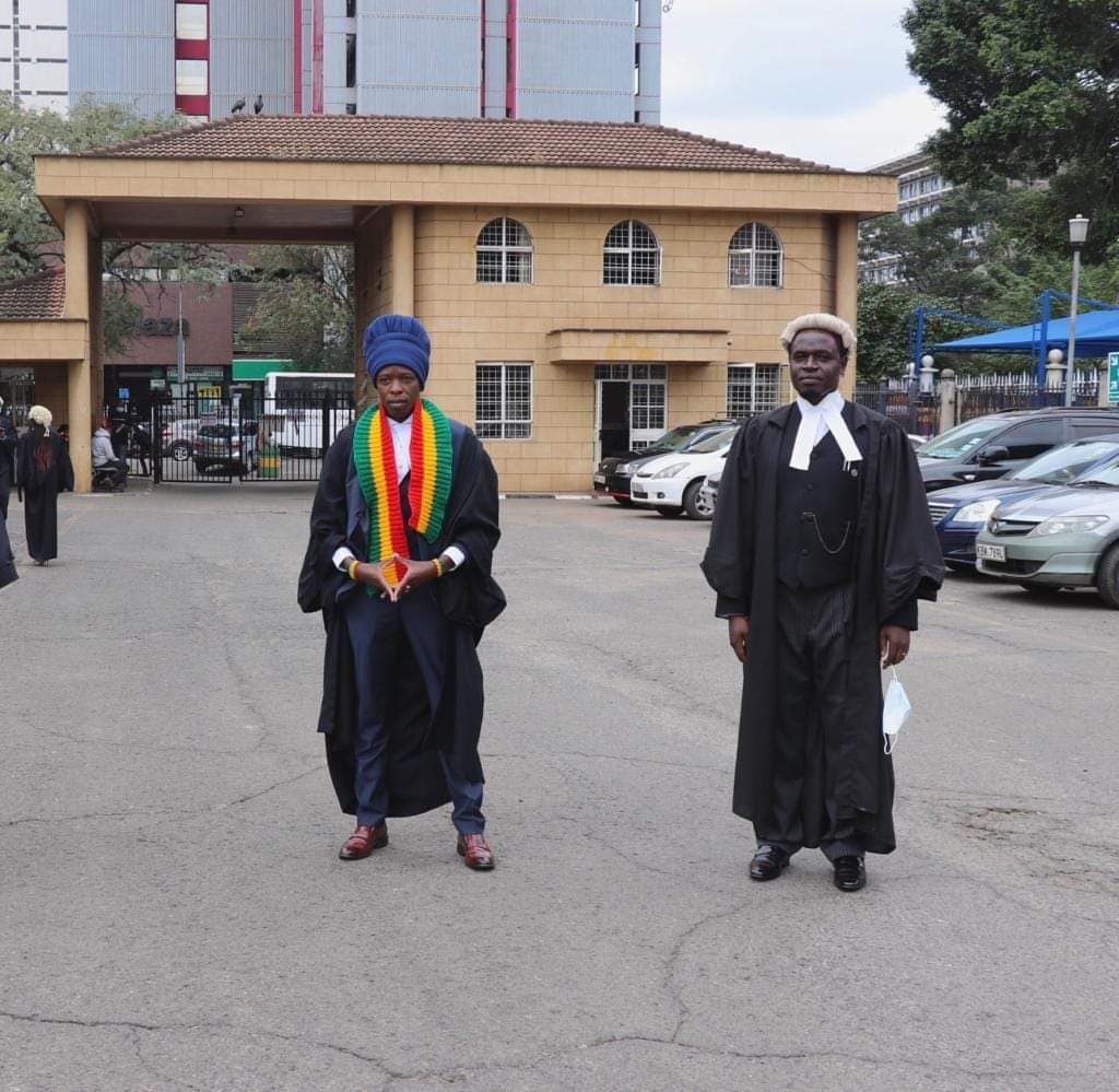 Mathenge Mukundi and Law Society of Kenya President Nelson Havi on the day he got admitted to the bar. Photo credit: Twitter
