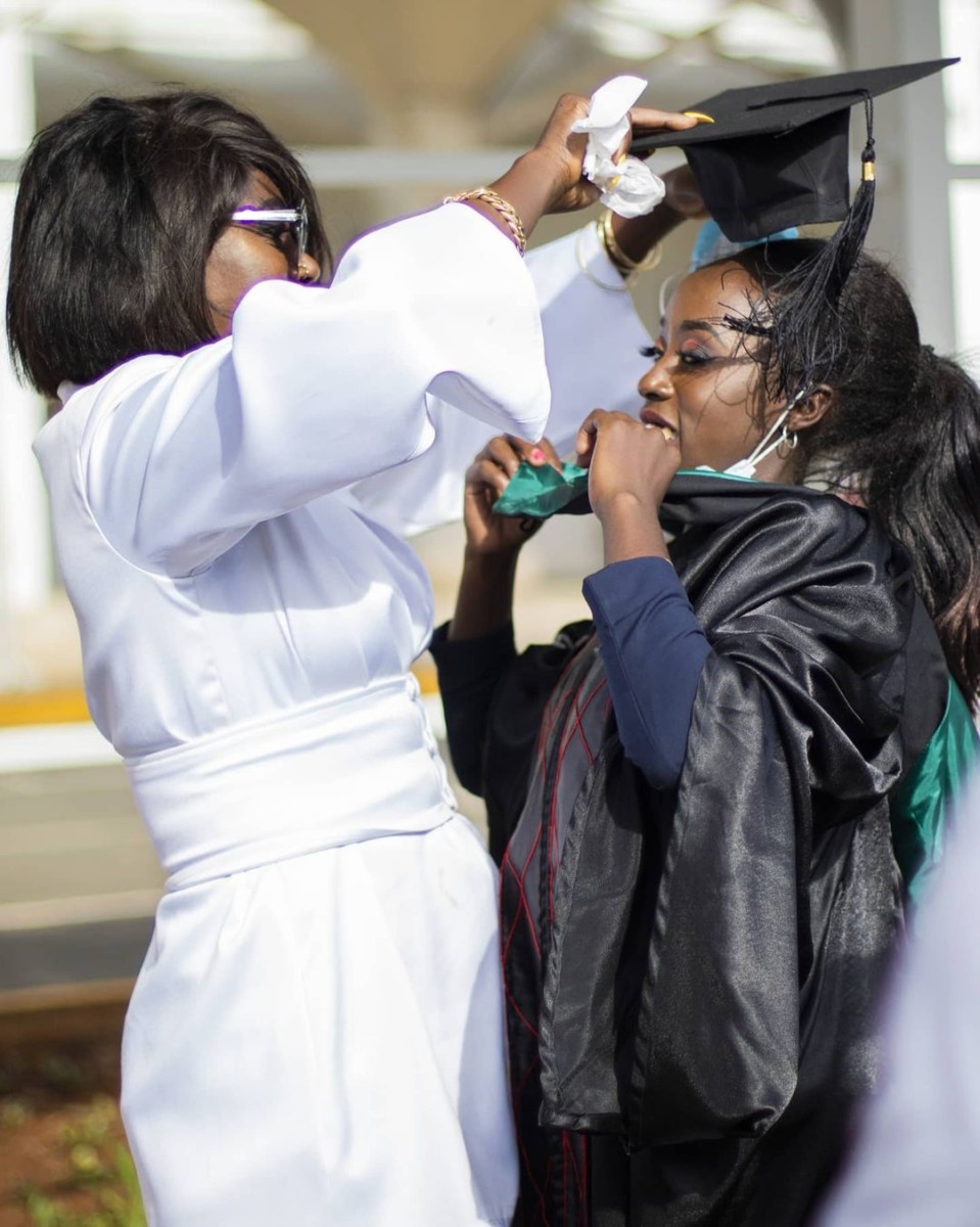 Akothee with her daughter during a graduation