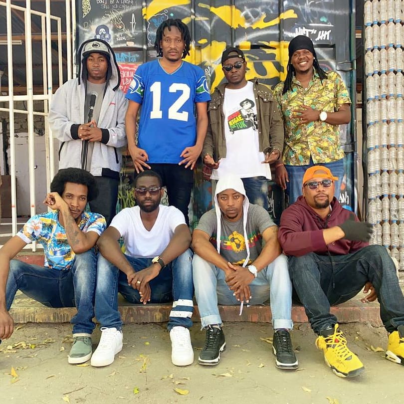 Kikosi Kazini comprises of 8 members: Azma Mponda, Nikki Mbishi, P Mawenge, Songa, Mansu -LI, One The Incredible, Zaiid, and Stereo. Photo credit: Instagram/kikosikazinitz