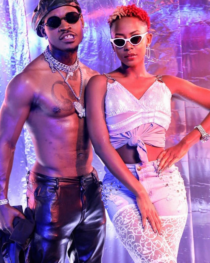 Timmy Tdat on set of the 'Hapa' music video shoot together with Ssaru. Photo credit: Instagram/sylvia_saru