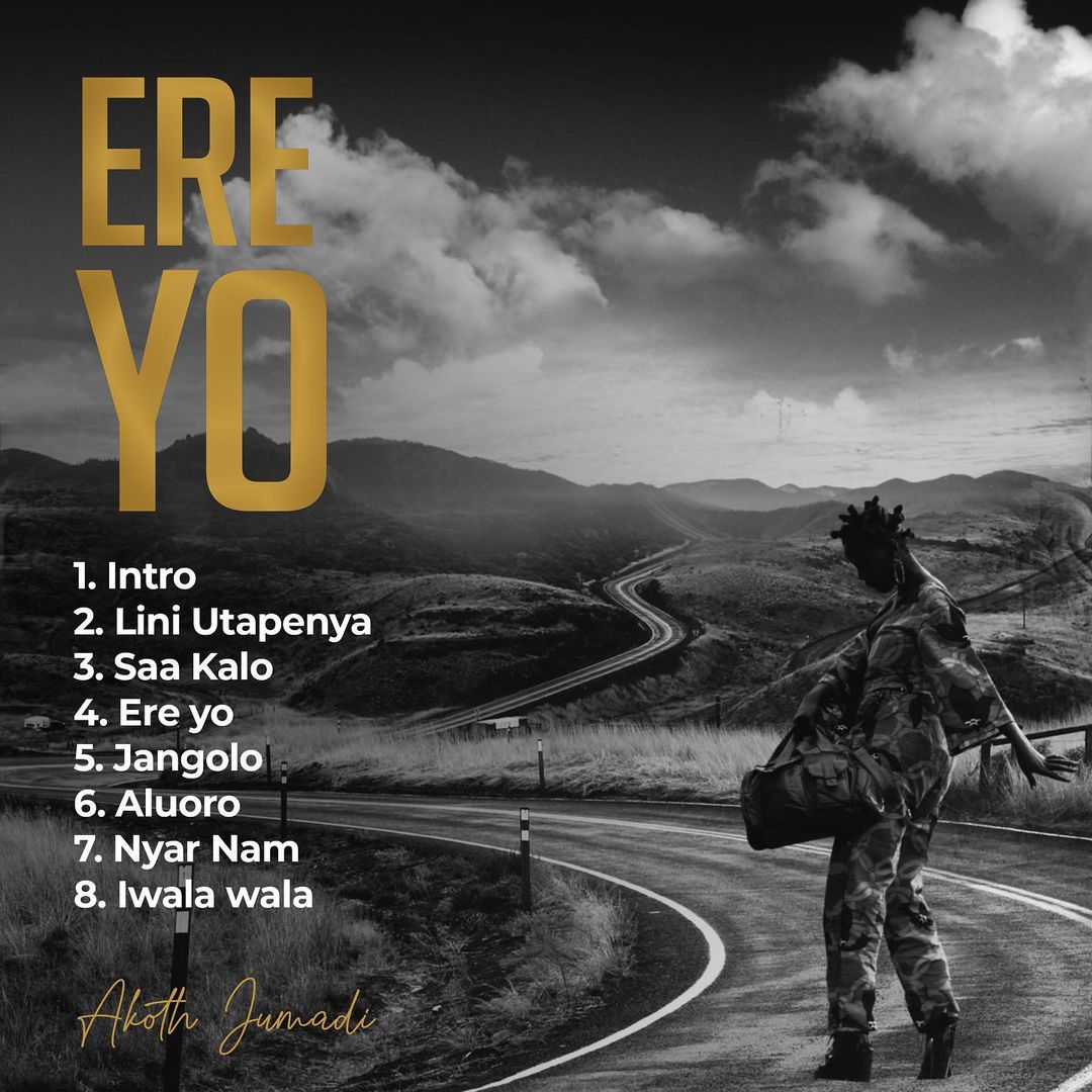 Official back cover art for Akoth Jumadi's 'Ere Yo' as designed by Steven Ogallo, Moses Ng'ang'a, Fred Obatha, and Brian Odhiambo. Photo credit: Instagram/akothjumadi