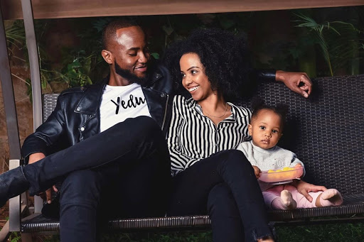 Nick Mutuma with his baby mama Bridgit Shighadi and their daughter. Photo credit: Instagram/bridgetshighadi