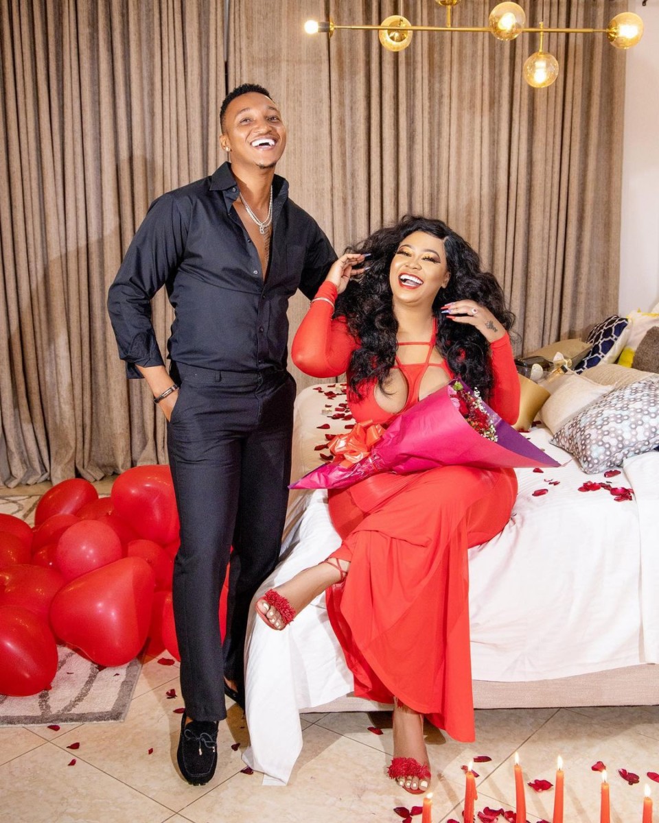 Vera Sidika and her fiancee, Brown Mauzo on Valentine's Day 2021. Photo credit: Instagram/queenveebosset