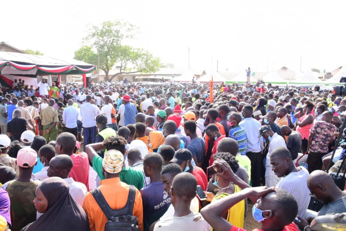 Suna East Member of Parliament addressing Mombasa residents yesterday at an ODM party rally. Photo credit: Twitter