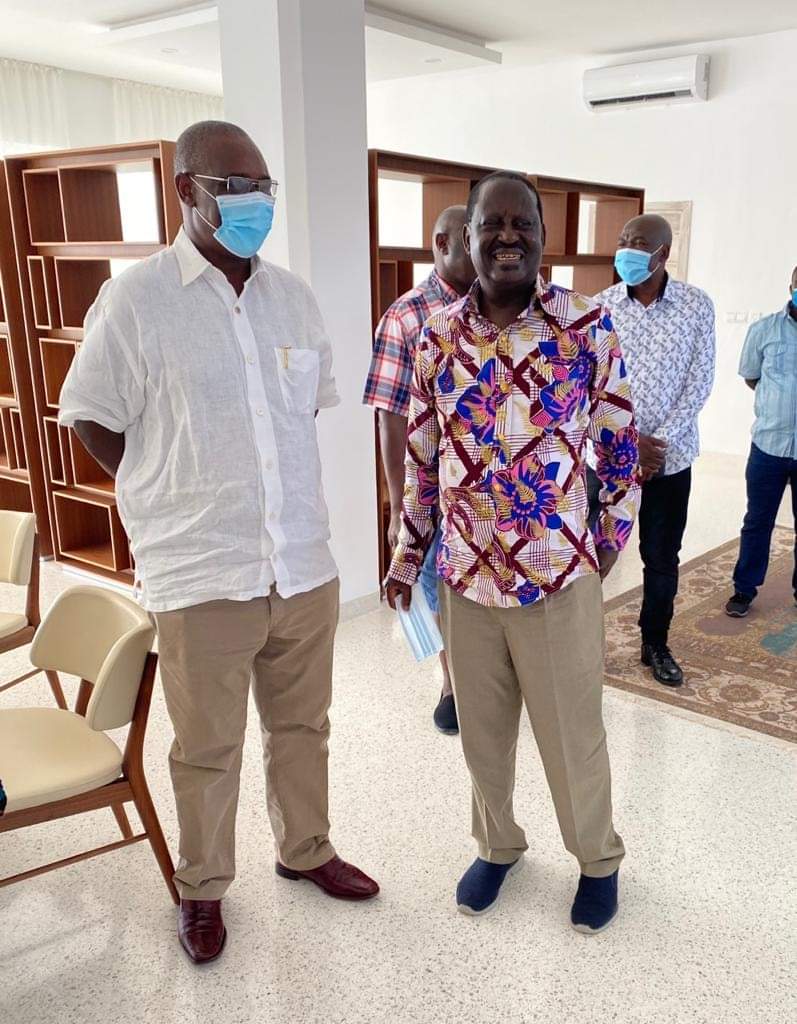 ODM party Raila Odinga was spotted in Kilifi County with former Nairobi Governor, Dr. Evans Kidero. Photo credit: Twitter