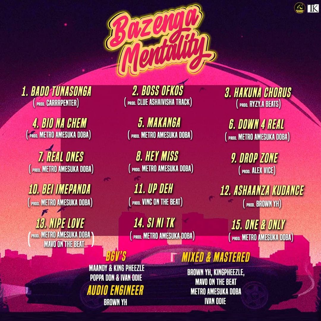 The official tracklist and back cover art for 'Bazenga Mentality' by Breeder LW. Photo credit: Instagram/breeder_lw