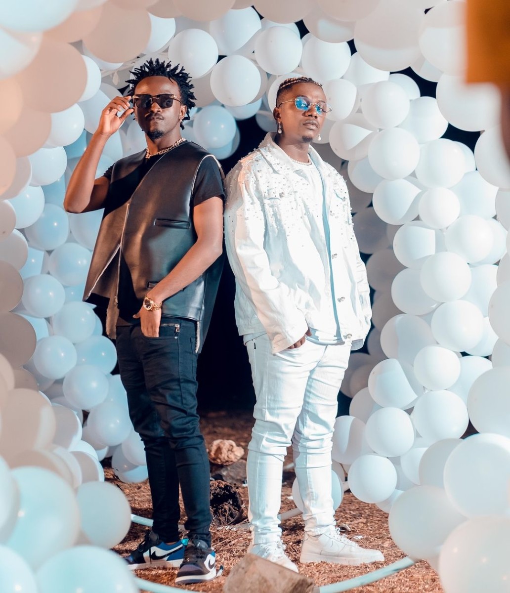 Bahati on the set of the 'Kiss' music video together with Rayvanny. This is the second time they are working together. Photo credit: Instagram/bahatikenya