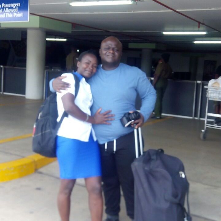 Madanji Perimeter and his dear wife, Emma Akoth popularly known as Nyakokello when he went to pick her up in the airport back in 2017. Photo credit: Instagram/madanji_perimeter