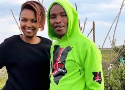 Octopizzo appreciates his mural drawn on a matatu