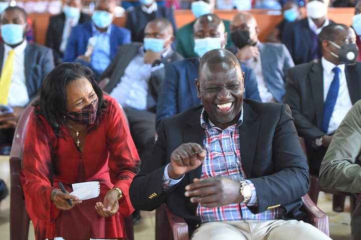 Nakuru Senator together with Deputy President William Samoei Ruto at St Lukes Wang'ur Church in Mwea, Kirinyaga town on August 22, 2021. Photo credit: Twitter/AmWaikinda