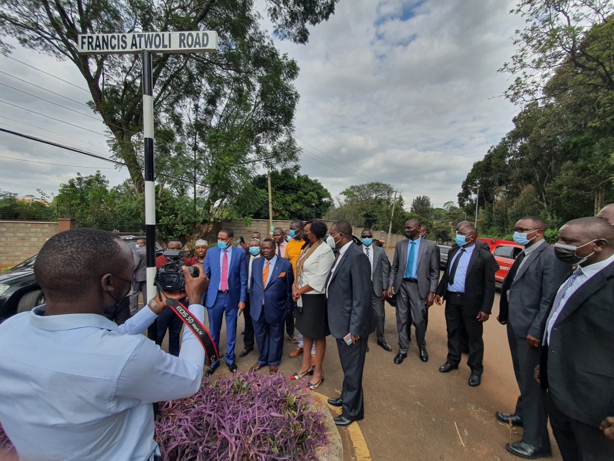 COTU Secretary-Generary Francis Atwoli when he went to see the road named in his honor on May 27, 2021. Photo credit: Twitter/AtwoliDza
