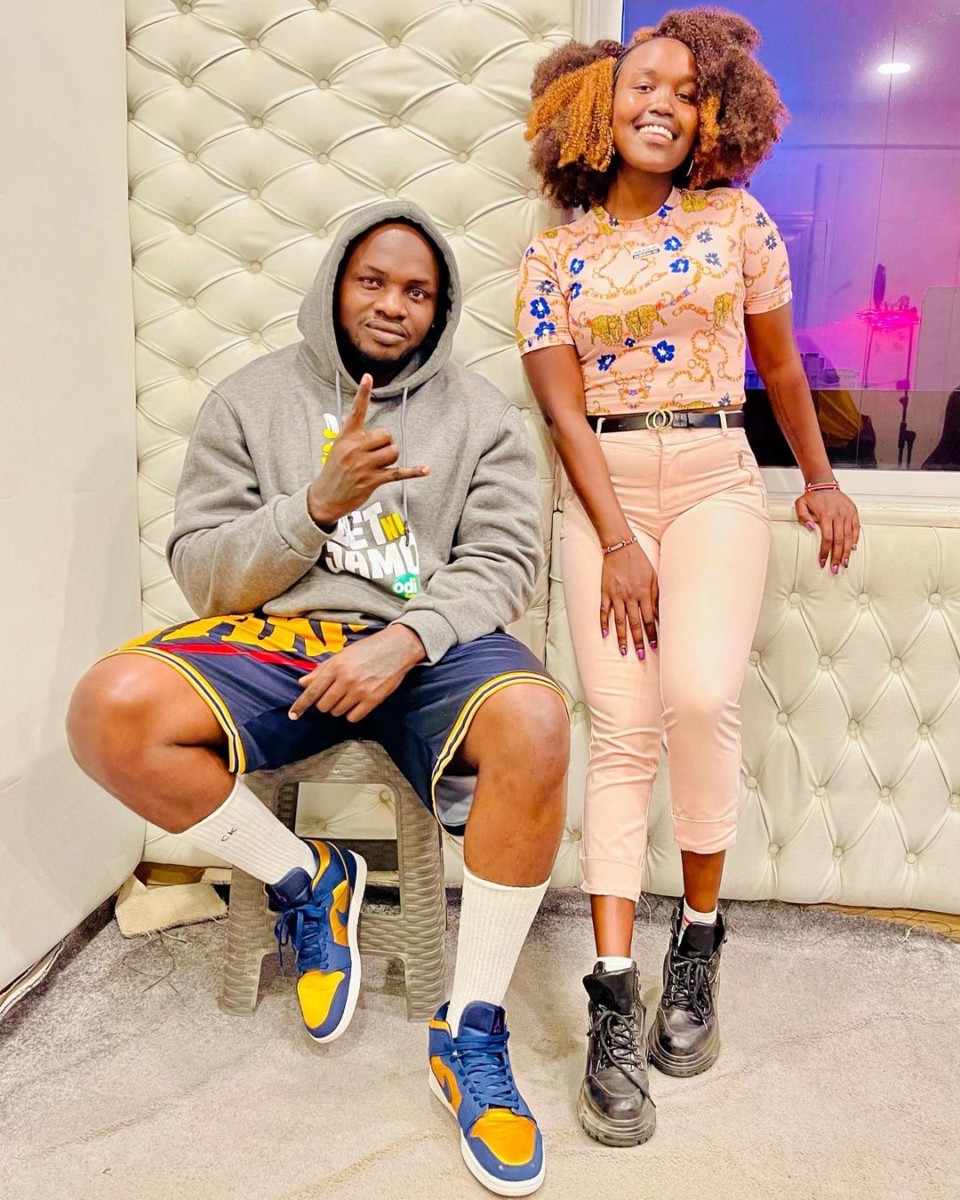 Khaligraph Jones met up with Chepkosgei in his studio in Blu Ink Corps studio in Nairobi. Photo credit: Instagram/itschepkosgei