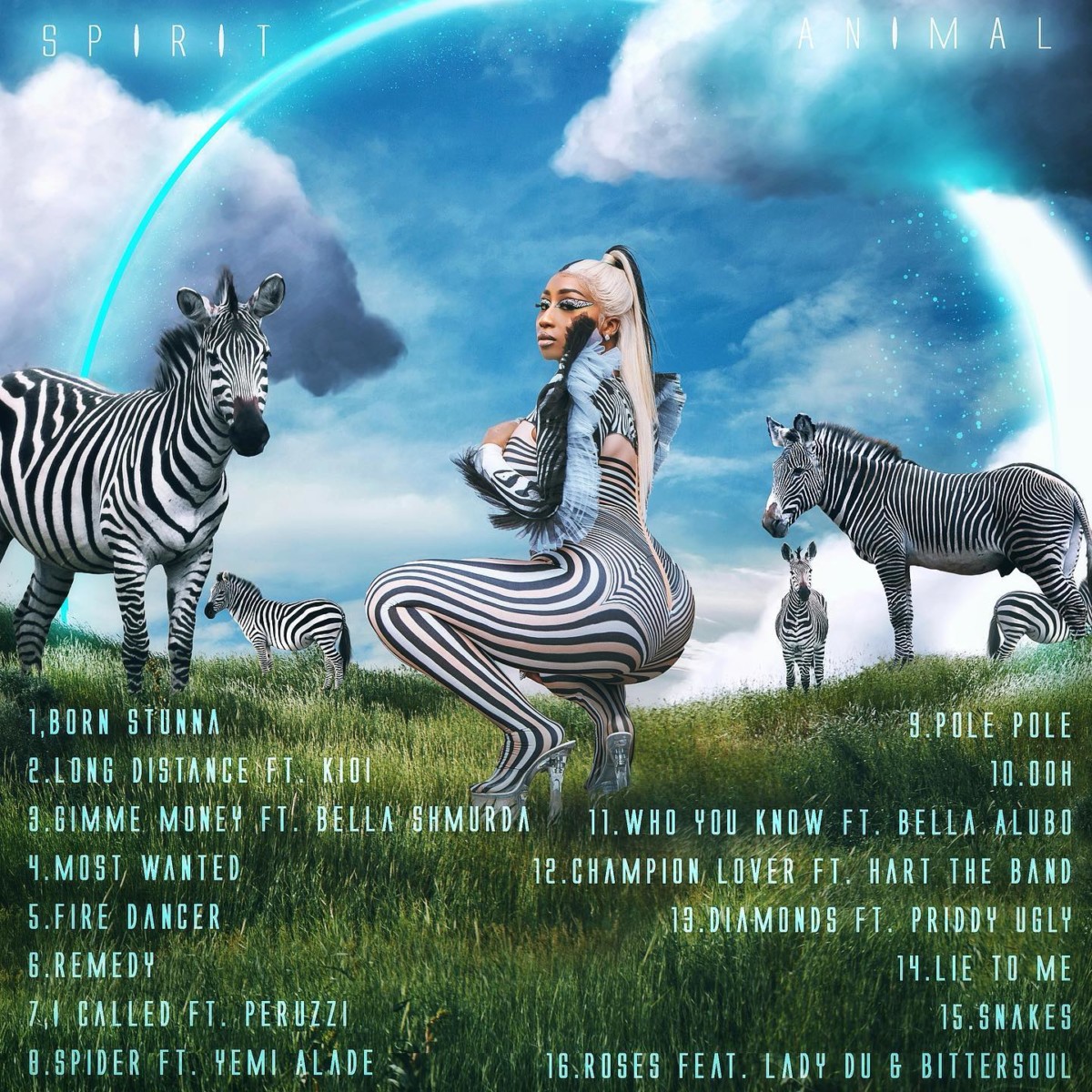 Official back cover art photo and tracklist for Victoria Kimani's 'Spirit Animal' studio album. Photo credit: Instagram/victoriakimani