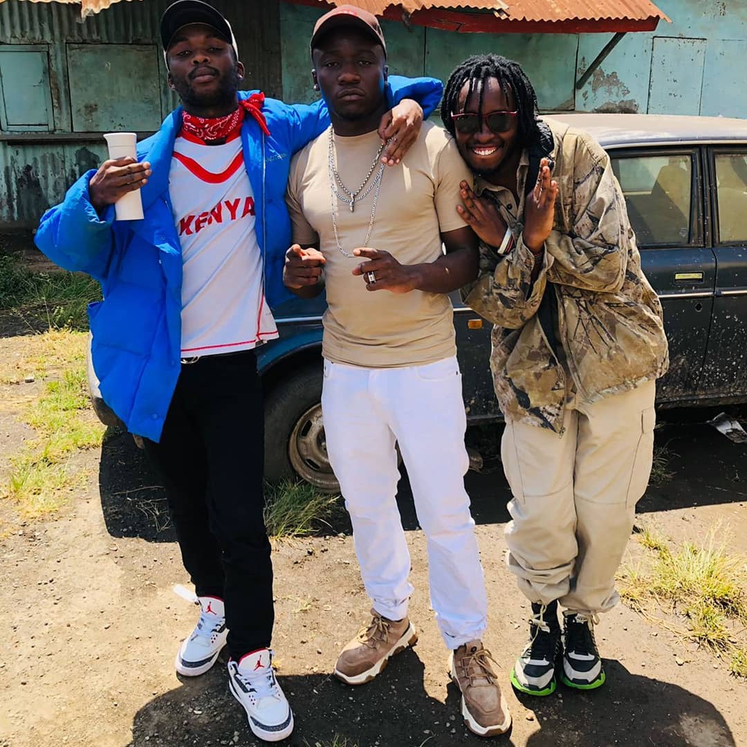 Wakadinali members from left to right: Domani Munga aka Doshman Mwizi aka Mad Munga, Scar Mkadinali and Sewersydaa. Photo credit: Instagram/wakadinali