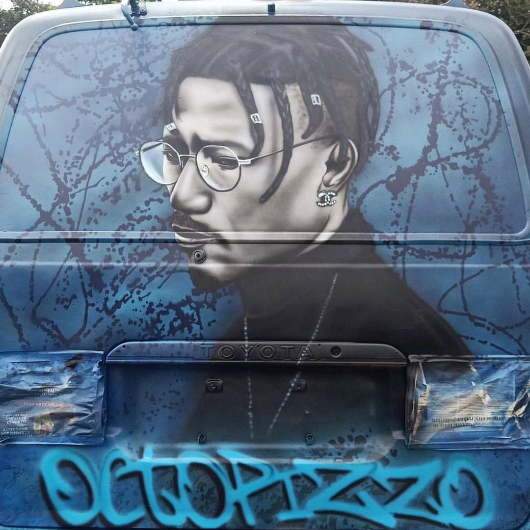 Octopizzo's mural drawn on a matatu. Photo credit: Instagram/octopizzo