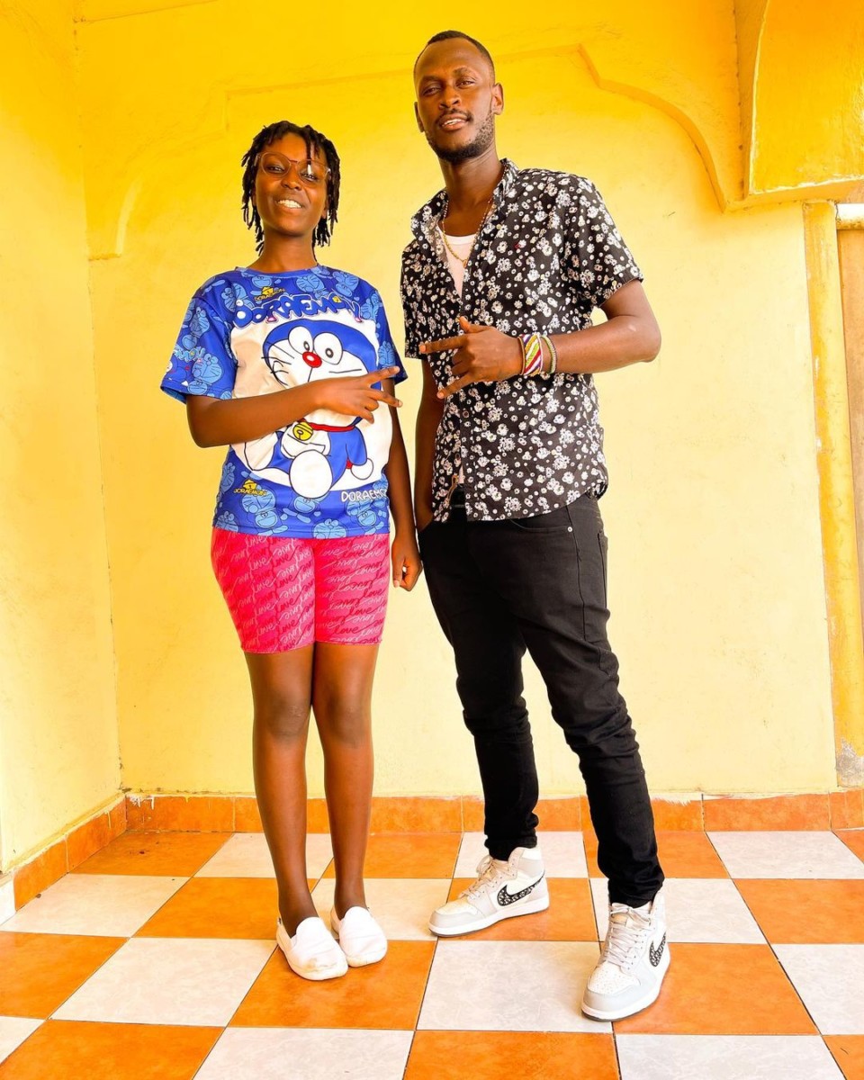 Kanambo Quincher and King Kaka right after recording her debut single under Kaka Empire's record label. Photo credit: Instagram/thekingkaka