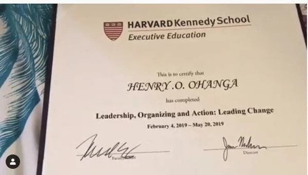 Octopizzo's Harvard certificate. Photo credit: Instagram/octopizzo
