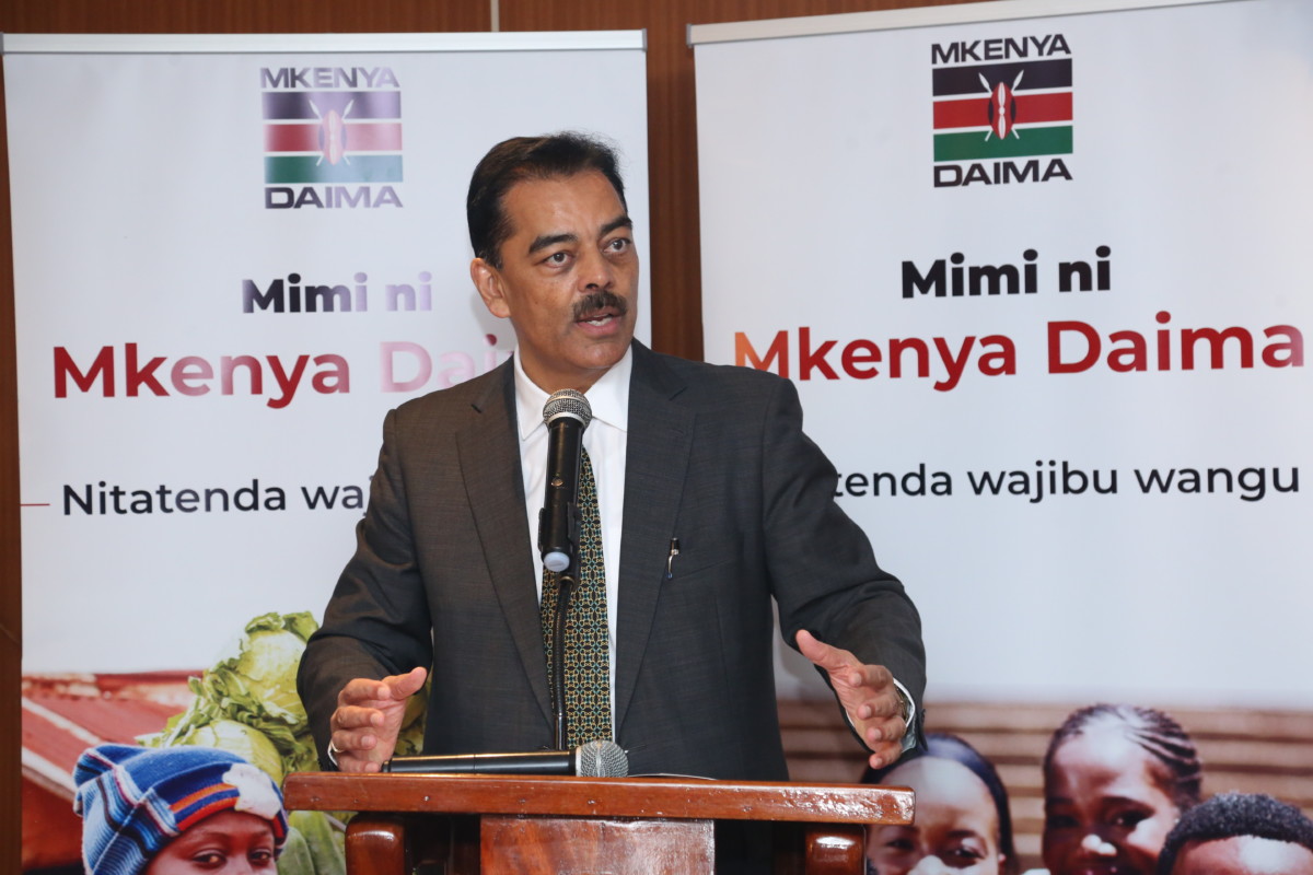 Vimal Shah, Mkenya Daima Steering Committee Chairman speaking during the launch of the Mkenya Daima election sensitization initiative 2022 and which forms the fifth phase of the initiative since the first phase was launched in 2013.
