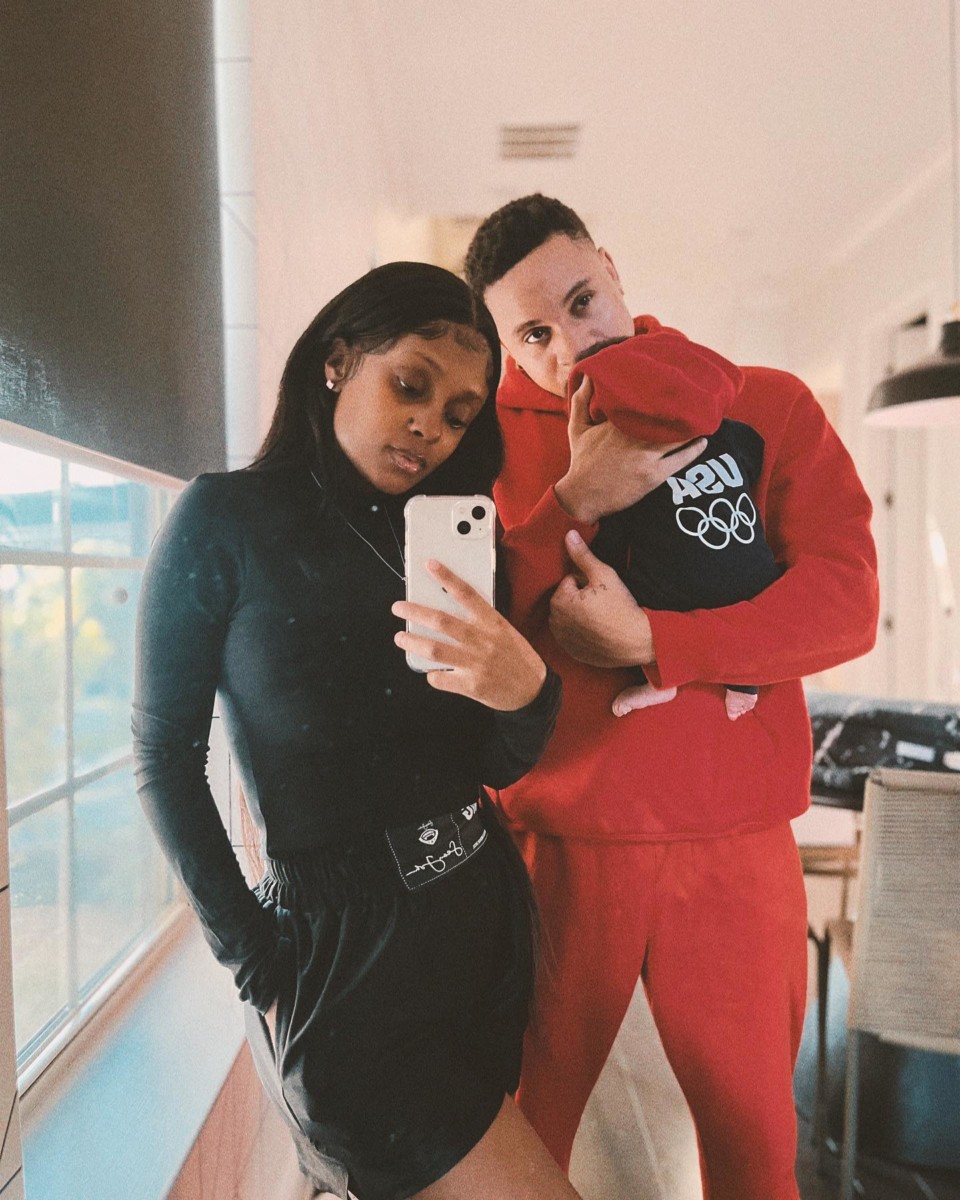 Vanessa Mdee with her man Rotimi and their child together Seven Akinosho. Photo credit: Instagram/vanessamdee