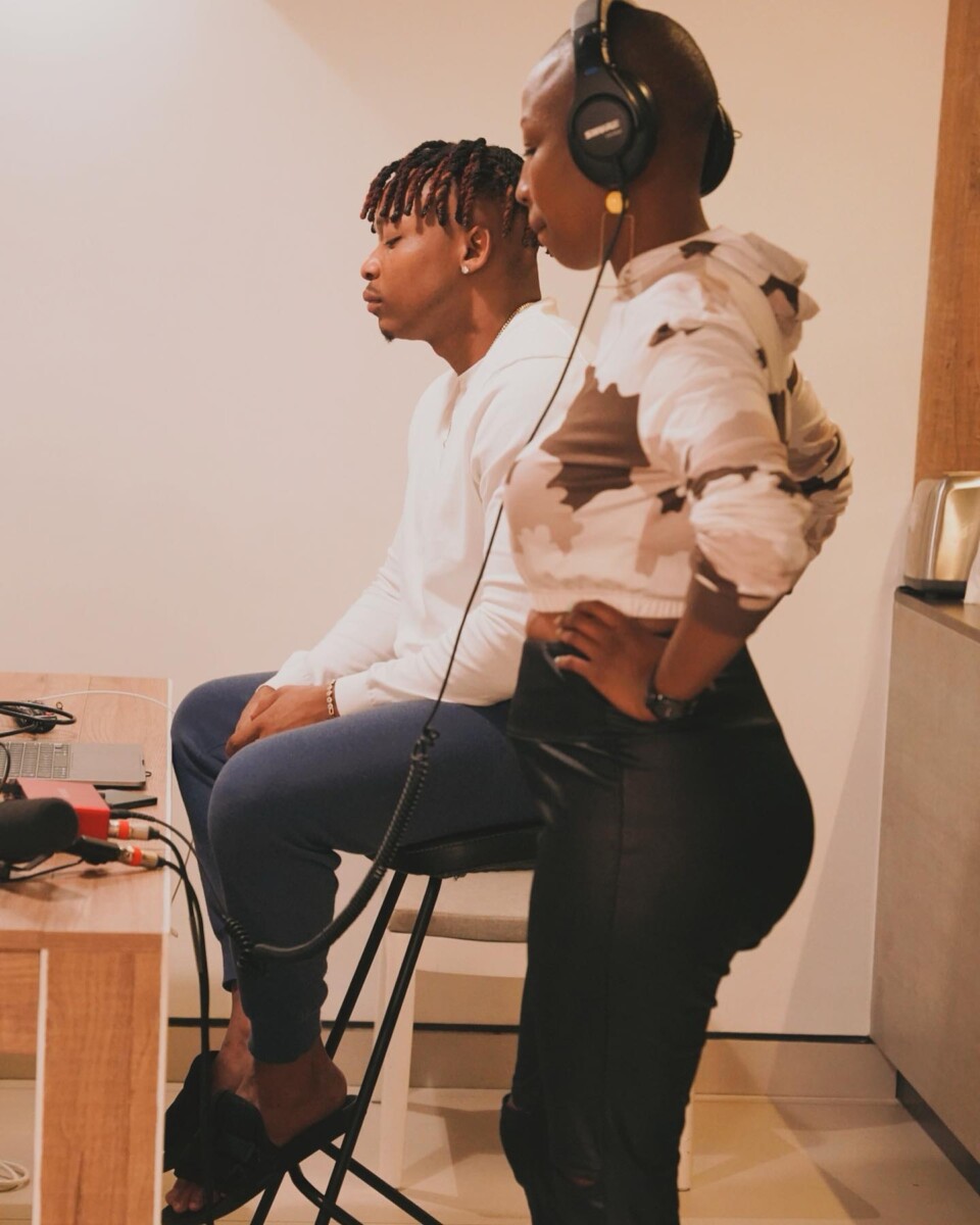 Otile Brown and Vivian working on a record together. Photo credit: Instagram/otilebrown