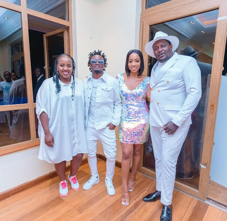 From left: Milly Chebby, Bahati, Diana Marua, Terence Creative during Diana Maru's all-white birthday party last year. Photo credit: Instagram/diana_marua