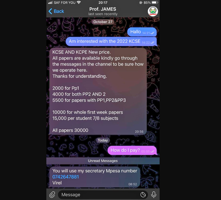 Egerton University scammers