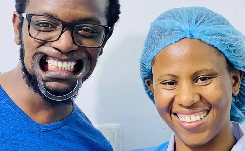 Professor Hamo undergoing the teeth whitening procedure. PHOTO/Courtesy.