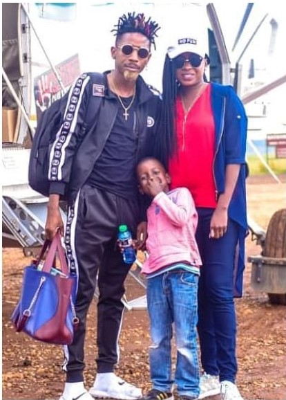 Comedian Eric Omondi carrying Jacque Maribe's handbag, as they spend quality time with their son as co-parents.