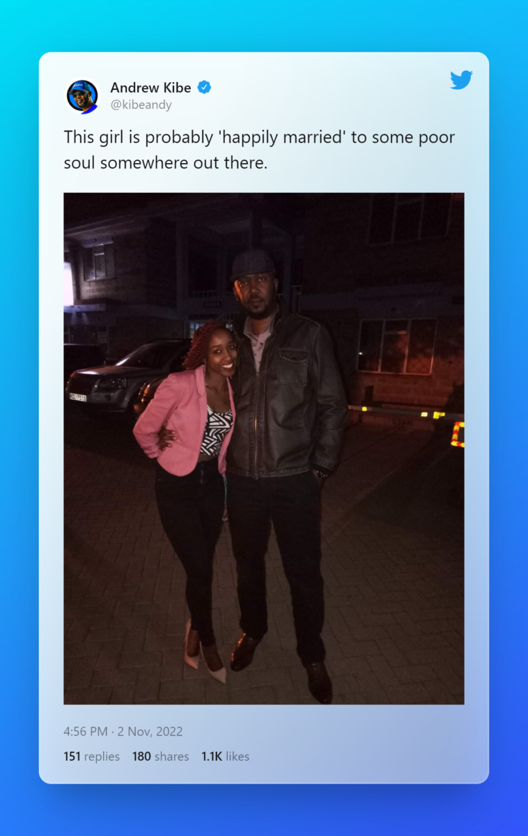 Screen grab of Andrew Kibe's Twitter account