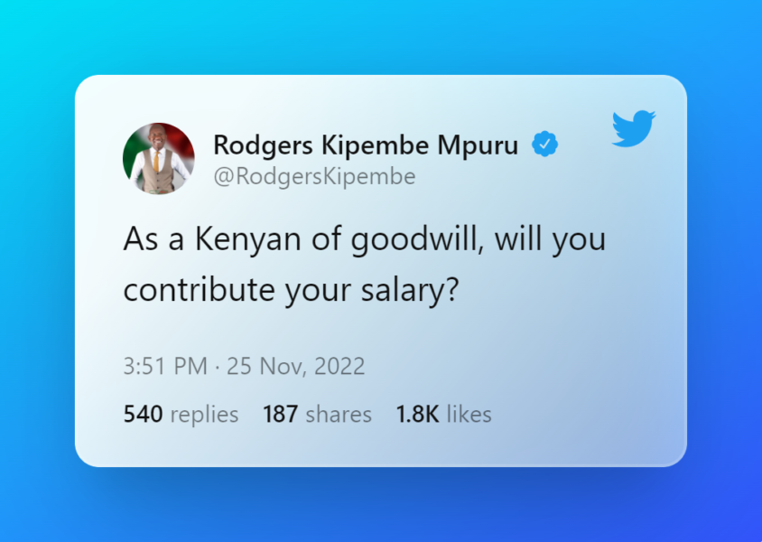 Tweet by Rodgers Kipembe Mpuru