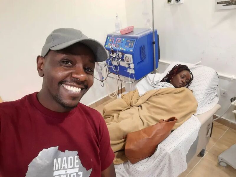 DJ Krowbar and his wife Wanjiru Karumba in hospital. PHOTO/Instagram (@djkrowbar).
