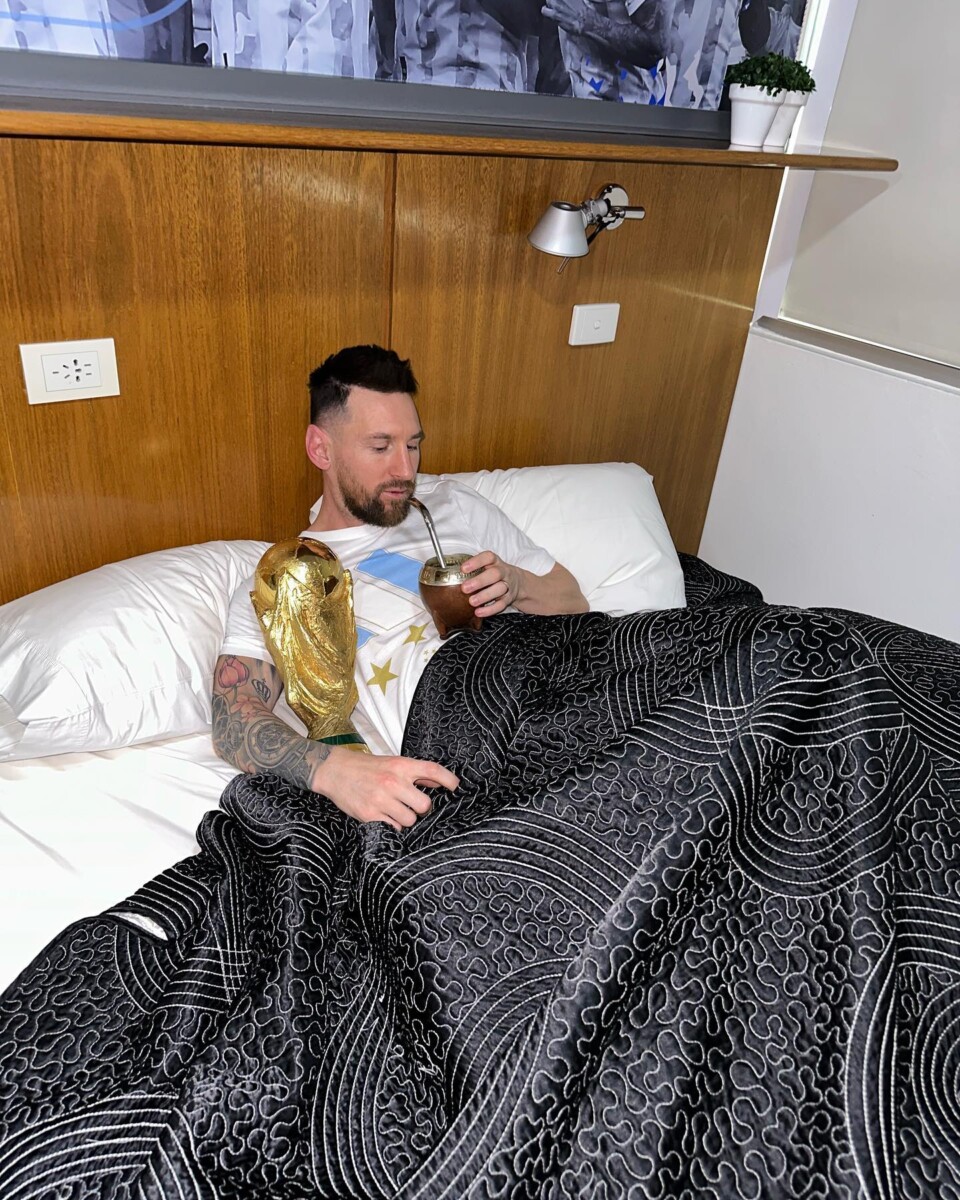 Messi sleeps with World Cup trophy beside instead of his wife