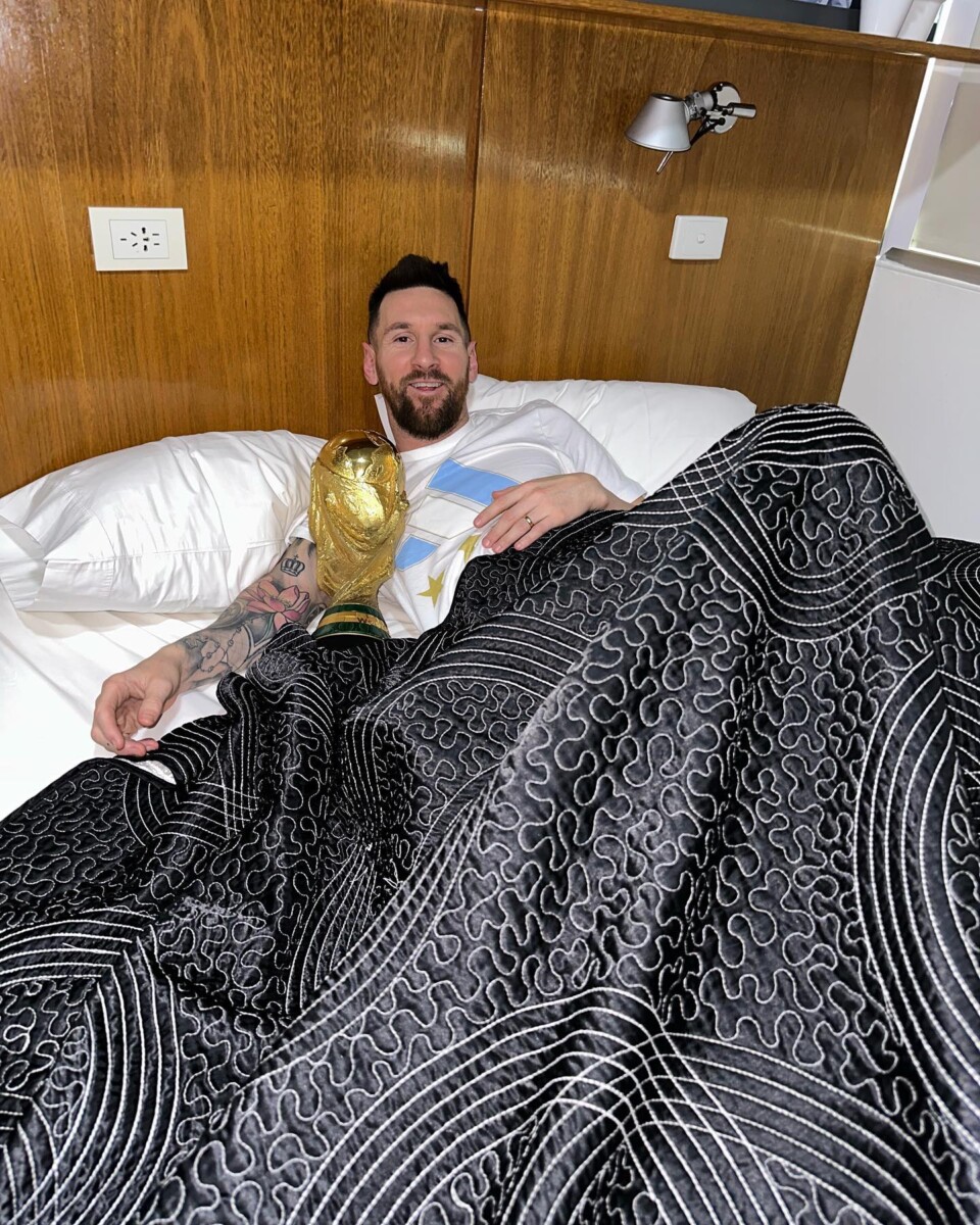 Messi sleeps with World Cup trophy beside instead of his wife