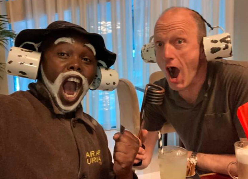 Arap Uria and Peter Drury. Photo credit:-Arap Uria on Twitter