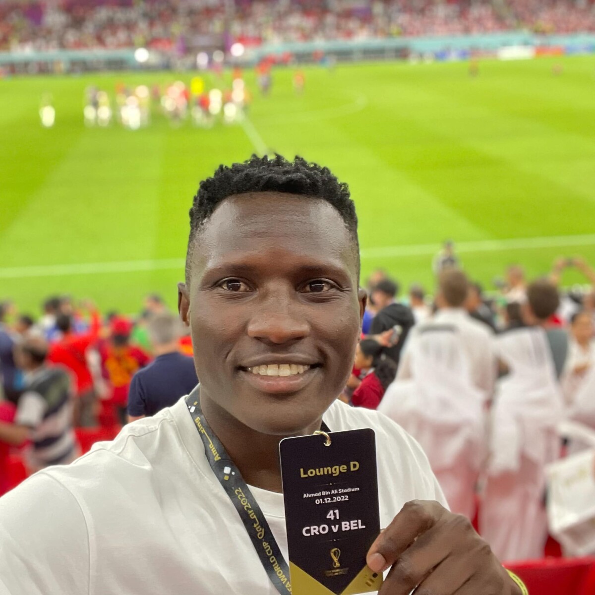 Michael Olunga at Ahmed bin Ali stadium during Croatia Vs Belgium game.