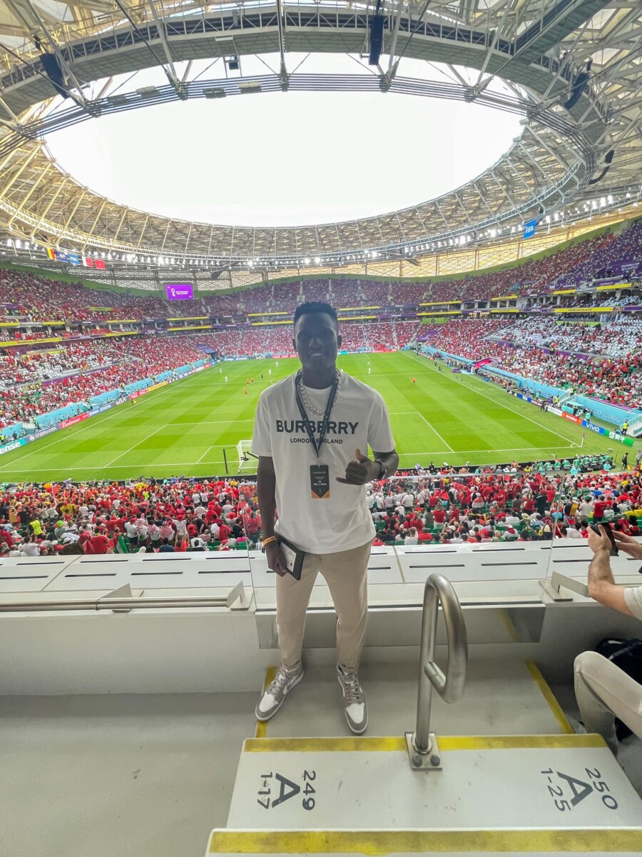 Michael Olunga at Al Thumama stadium during Belgium Vs Morocco game