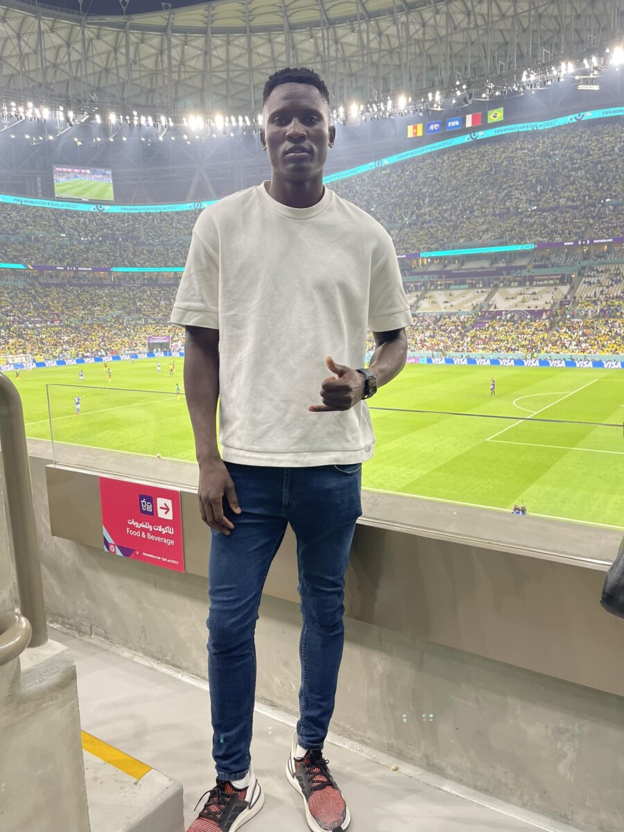Michael Olunga at Lusail stadium during Brazil vs Cameroon game.
