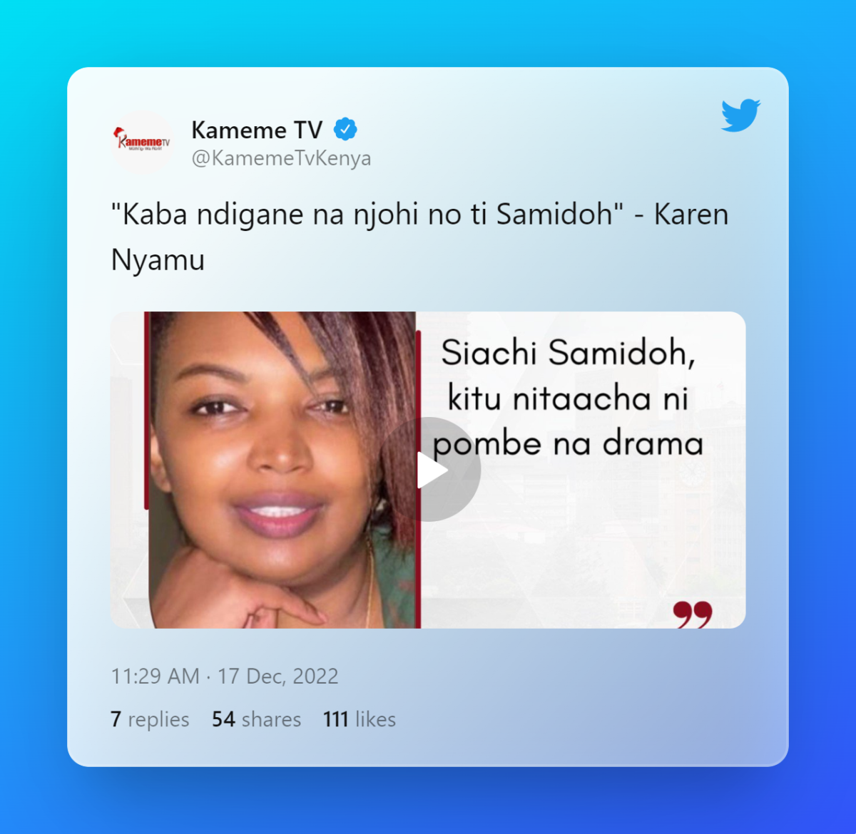 Tweet by Kameme TV