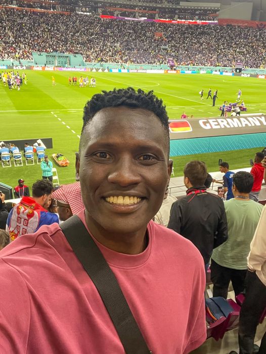 Michael Olunga at the Khalifa International Stadium for Germany Vs Japan game.