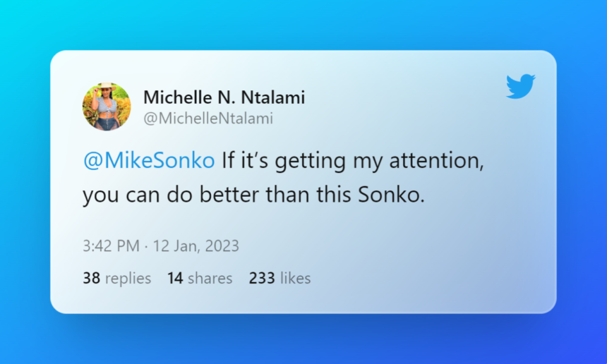 Tweet by Michelle N. Ntalami