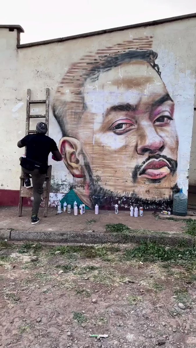 AKA's mural as drawn by Bankslave in Nairobi, Kenya. Photo credit: Instagram/bankslave
