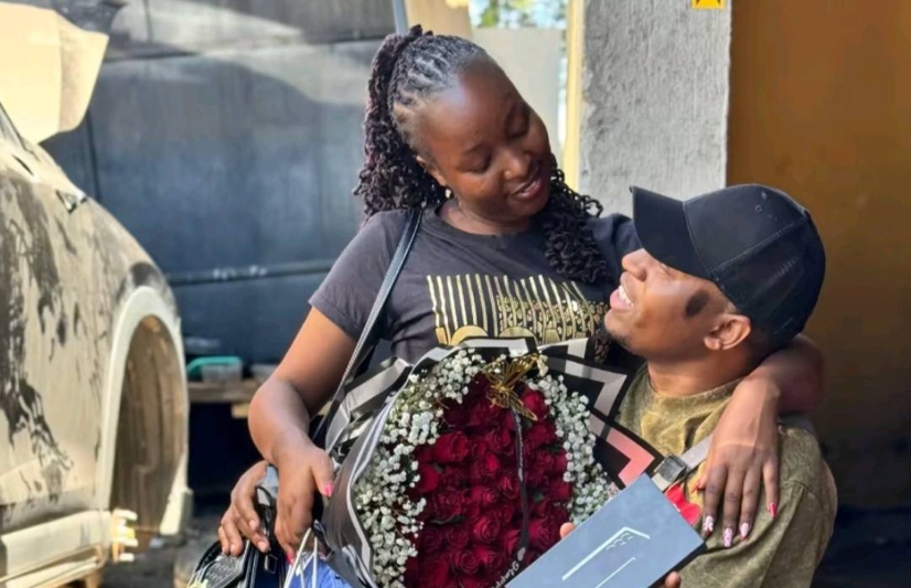 Baba Talisha and Mary Njeri, his second wife, share a moment together. PHOTO/Instagram/@faustine_babatalisha