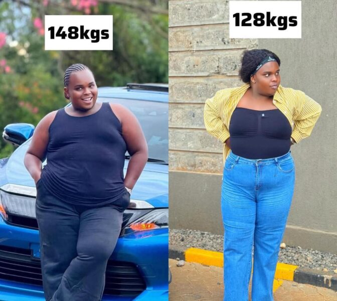 Before and after pictures showing Kinuthia's weight loss. PHOTO/Instagram/@officialkinuthia_