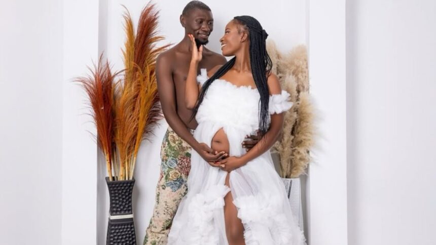Refine this photo caption; Stevo Simple Boy poses with his partner Brenda during a maternity shoot. PHOTO/stevosimpleboy8/Instagram