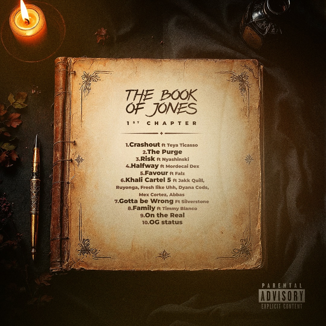 The official Khaligraph Jones' 'The Book of Jones (1st Chapter)' studio album back cover art. Photo credit: Instagram/khaligraph_jones